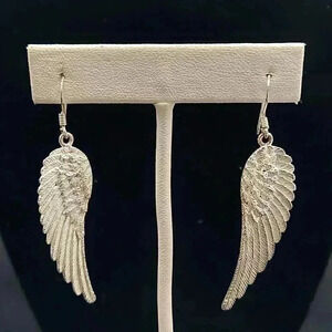 Large Heavy Sterling Silver Chandelier Angel Wing earrings